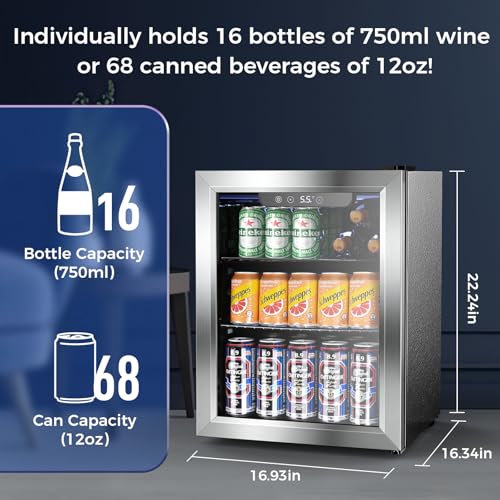 Image of Electactic Mini Fridge 68 Can Beverage Refrigerator Cooler, 1.7 Cu.Ft Drink Fridge forSoda Wine Beer, Digital Temperature Control Cooler for Home, Dorm, Bar