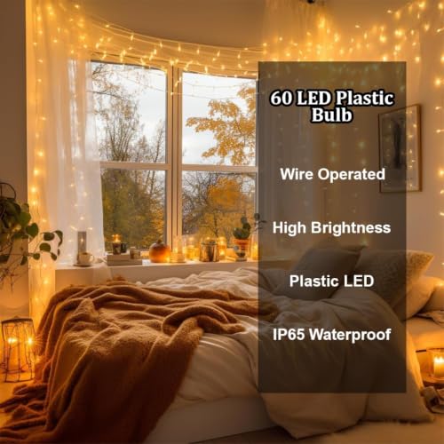 Image of fizzytech 5MM Fairy String Lights Pack of 5, 20 Meter Warm White Decorative Lights for Home, Diwali, Christmas & Wedding - 60 LED