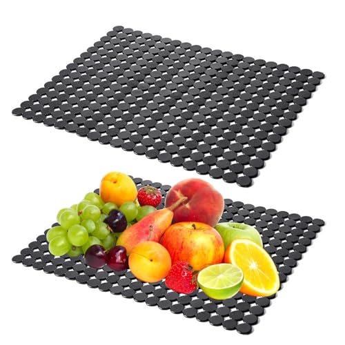 2 delar diskho inlägg 40x30 cm, diskho matta, skyddsmatta för diskbänk, PVC, snabbavrinning, tvättställs inlägg, skydd för köksvask (svart)