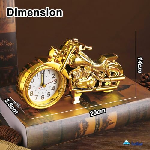 Image of FunBlast Alarm Plastic Clock for Heavy Sleepers Bike Shaped Retro, Stylish Analog Table /Desk Alarm Clock for Students, Table Clock for Bedroom, Living Room, Office, Return Gifts (Gold), 20*14 Cm
