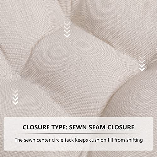 Race Leaf Chair Cushions 19" X 19" Patio Chair Seat Pads, Set Of 2 Thick Fill Tufted Square Patio Cushions, Water-Resistant Chair Seat Cushion With Ties For Non-Slip Support, Beige #TOP5
