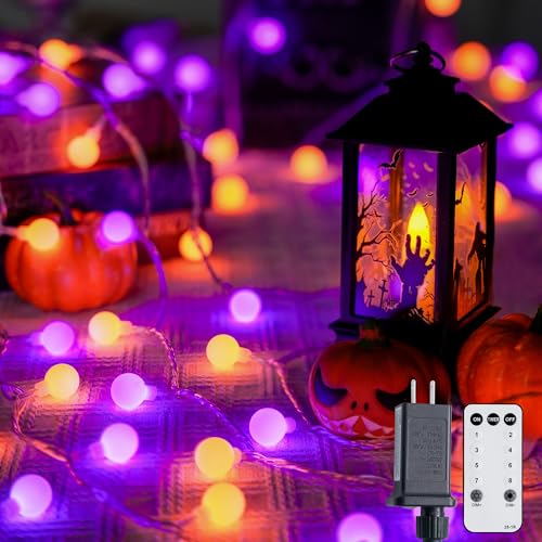 JMEXSUSS 100 LED Orange and Purple String Lights Indoor, Connectable ...