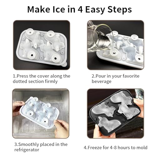 Molde para cubitos de hielo Corgi 3D de silicona con tapa miniatura 6