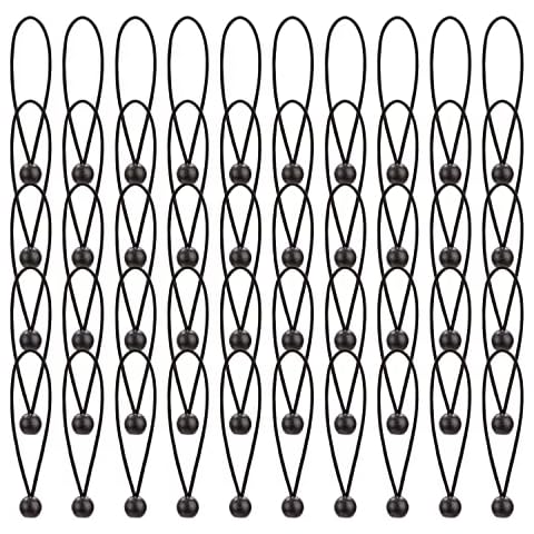 NEWCOMDIGI 50 Pcs 4 inch Bungee Balls, Heavy Duty Tarp Bungee Cords, Tie Down Straps, Multi Function Elastic Rope for Camping, Tents, Cargo, Tarpaulin, Canopy, Tarp, Straps, Poles and Wires(Black) Cover