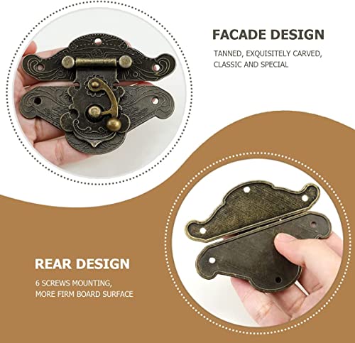Image of Retro Vintage Latch Hasp Pad Chest Lock Plate for Furniture Wooden Box Jewelry Case Cabinet, with Screws (W 65 x H 53 mm / 6.5 x 5.3 CM, 2)