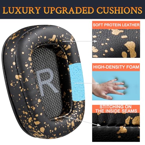 Image of SOULWIT Earpads Cushions for Logitech G35 G930 G933 G933S G935 G633 G633S G635 G533 G430 G431 G432 G433 Gaming Headset, Ear Pads Replacement for G332 G230 G231 G233 Headphones - Black Gold