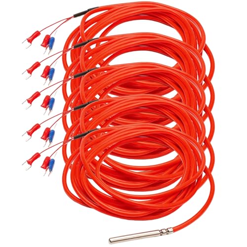 5 Piezas Sensor de Temperatura PT100, 3 M Cable de Silicona Impermeable con Sonda de Acero Inoxidable, Rango de  20 a 200 ℃, Platino de Alta Precisión para Mediciones Industriales y Laboratorio