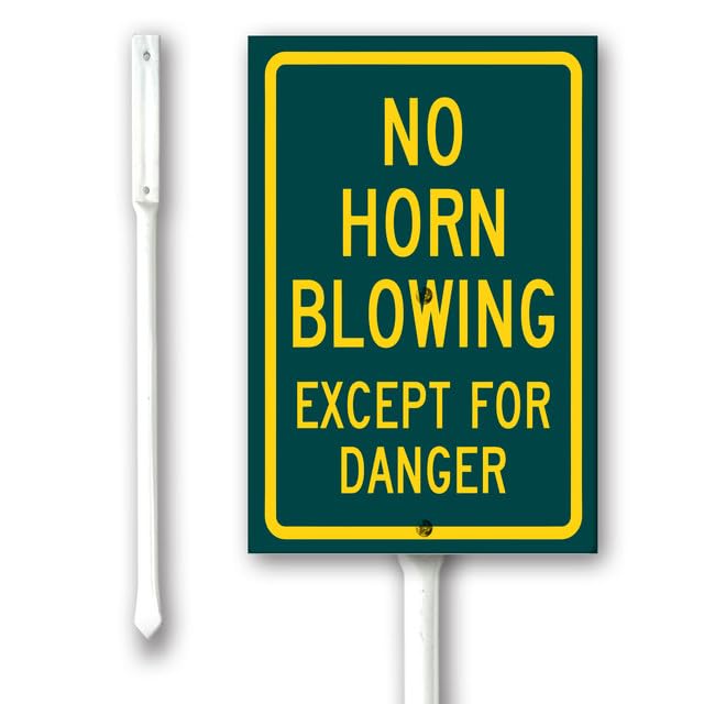 Geroclonup Funny No Horn Blowing Except For Danger Yard Sign with Stakes 20x30cm, Sturdy Aluminum Yard Signs Rust Free, Outdoor Lawn Yard Sign, Caution Metal Signs, Easy to Install