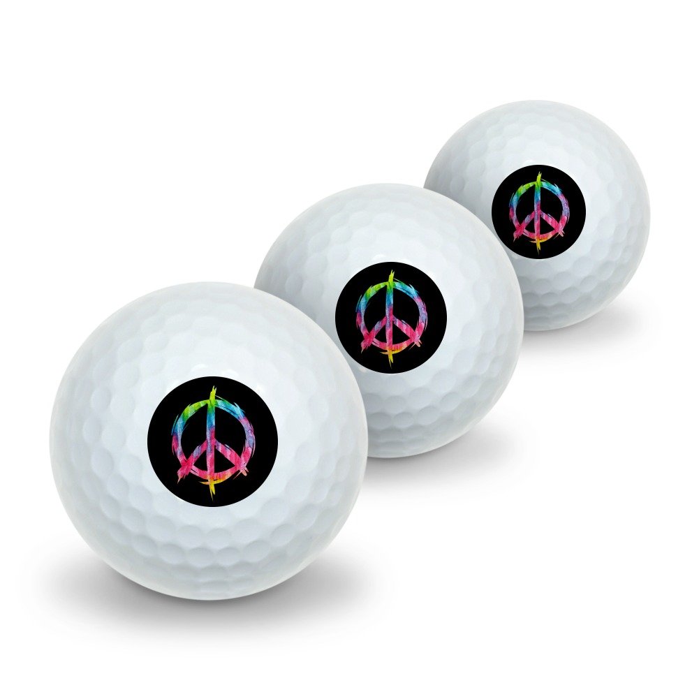 GRAPHICS & MORE Tie Dye Peace Sign Novelty Golf Balls 3 Pack