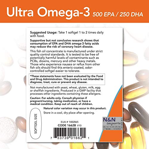 Ultra Omega 3 (180 sotgels) - Now Foods - 500 EPA - 250 DHA