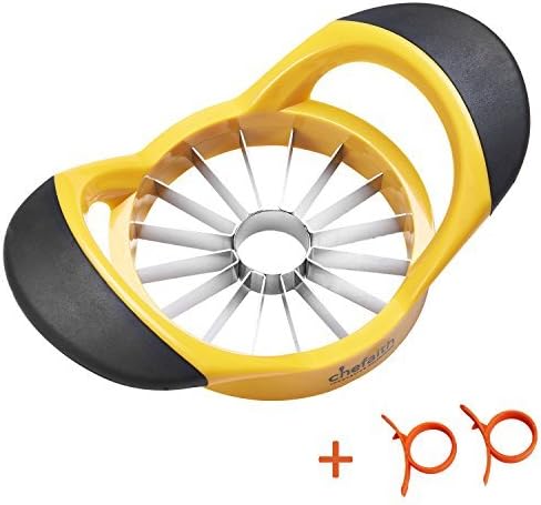 Chefaith 16-Blade Apple Slicer, Corer, Cutter, Wedger, Divider for [up to 3.5 Inch Apples] - 2 Free Orange Peelers as Bonus - Ultra-Sharp Stainless Steel Blade with Ergonomic Anti-Slip Silicone Handle