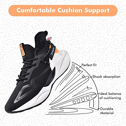 Men's Running Walking Shoes, Breathable Durable Comfortable Tennis Basketball, Sports Sneakers For Boys, Suitable For All Seasons Of The Year- Summer, Winter, Spring, Autumn, Pu, Cotton Fabric Black #TOP5