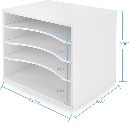 Miniatura 9 de Organizador de escritorio de madera, organizador de papel, bandeja de cartas, clasificador de archivos con estantes ajustables para oficina en casa