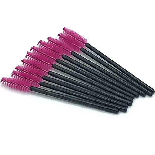 Preisvergleich Produktbild Augenbrauen und Wimpernbürste für künstliche Wimpernverlängerung 50 Stk. Einweg Set - Weinrot-Schwarz