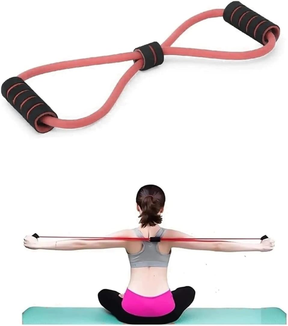 IDELLA Resistance Yoga Tube Band - 6.8kg (15lbs) Figure 8 Shaped Latex Tube, Soft Chest Expander Fitness Exercise, Workout Chest Arm & Shoulder Stretch Exercise Equipment (Multicolour)