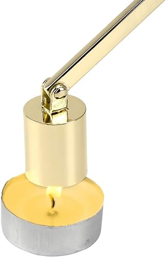 Miniatura 4 de Yoption Snuffer de mechas de velas, extintor de velas de acero inoxidable, accesorio con mango largo para apagar la llama (dorado)