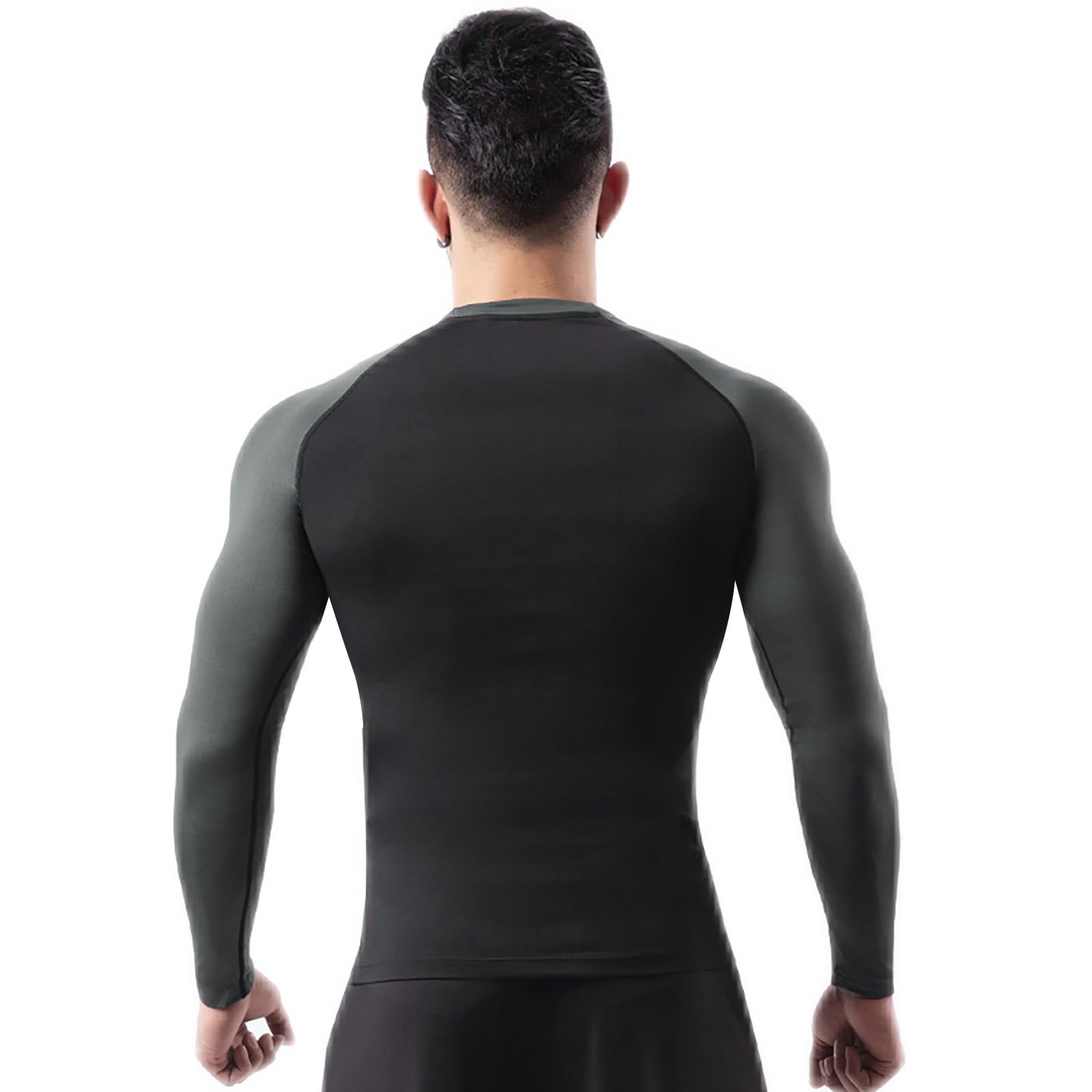 HomyComy Maglia a Compressione Uomo Maniche Lunga T-Shirt Running Maglia Sportiva da Ciclismo Fitness