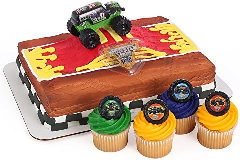 Monster Jam Officially Licensed Cake Topper and 24 Cupcake Topper Rings