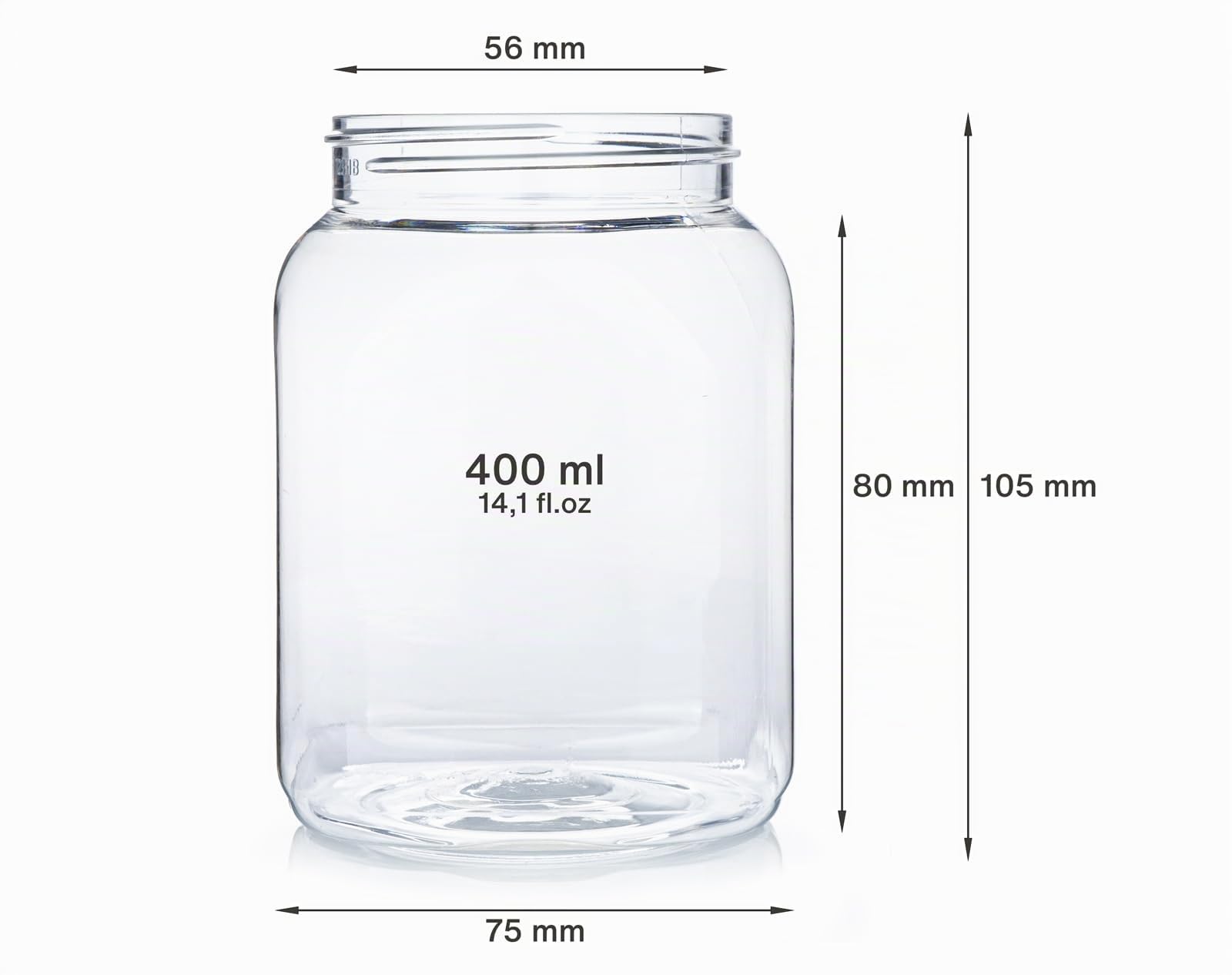 Octopus 50 hochtransparente PET-Weithalsdosen à 400 ml mit Schraubdeckel | Hochtransparenter Vorratsbehälter für Gewürze, Pulver, Kapseln, Cremes, Bastelmaterial und Werkstattbedarf