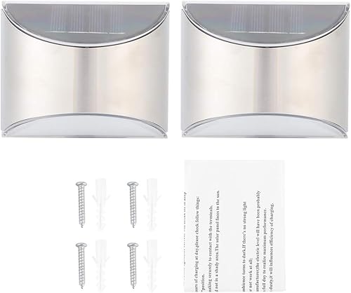 Keenso Luces solares de seguridad de acero inoxidable, elegante lámpara de pared para exteriores, lámpara de pared LightControl con 4 LED, IP55,