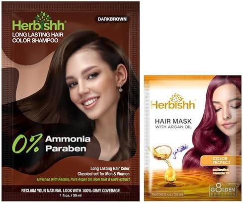 Herbishh Dark Brown Travel Pack Color Shampoo 30ml + Argan Mask 25 ml