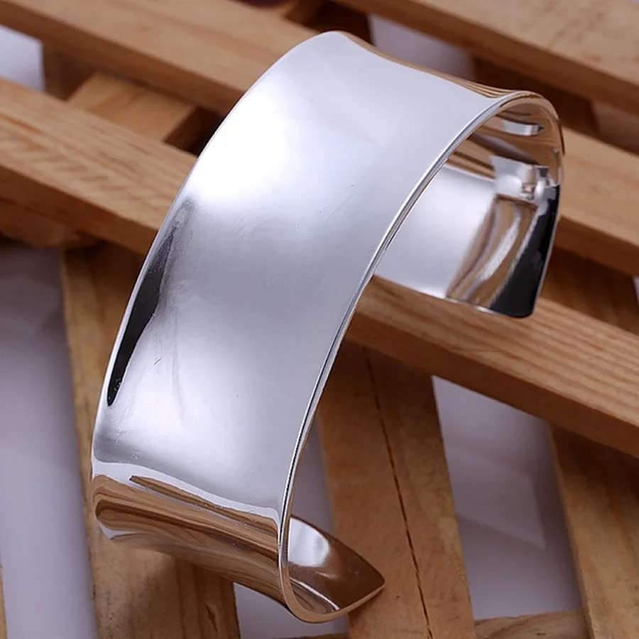 LYGBAOFUL Bracciale Rigido da Donna in Argento 925 con Polsino Grande da Uomo