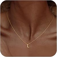 Vista 1 de Collar con inicial para mujer, chapado en oro de 14 quilates, delicado collar con dije de inicial, gargantilla simple y a la moda, collar