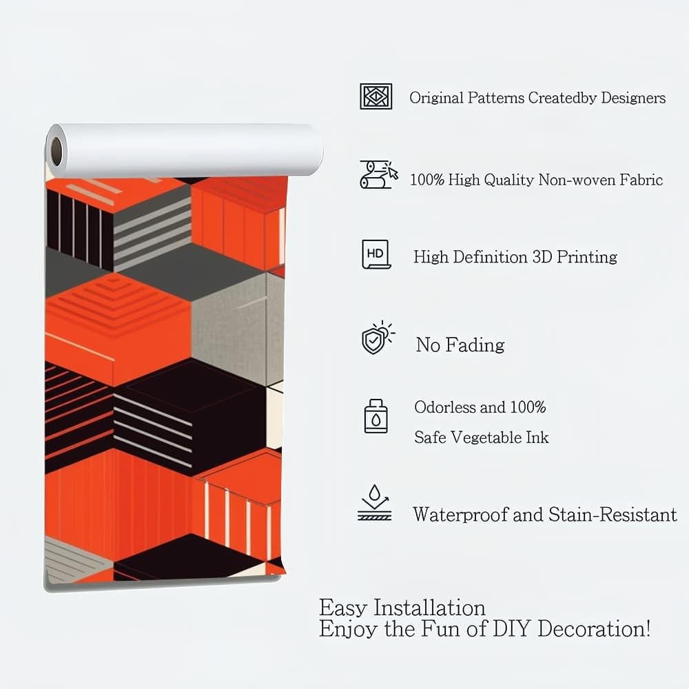 Fototapeta nowoczesna geometria plaster miodu abstrakcyjny mural z włókniny gigantyczny plakat 300 x 210 cm kolor pomarańczowy tapeta do różnych pomieszczeń tapeta ścienna, modna fototapeta