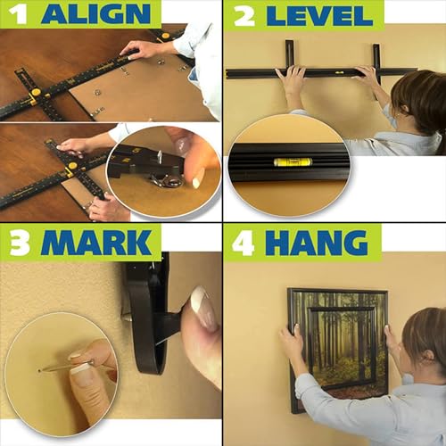 Image of Hang It Perfect Picture Hanging Tool with Level, Picture Hanger Tool and Wall Hangers for Pictures, Frame Hanging Kit with 220-Piece Picture Hanging Kits, 36 inch- Black