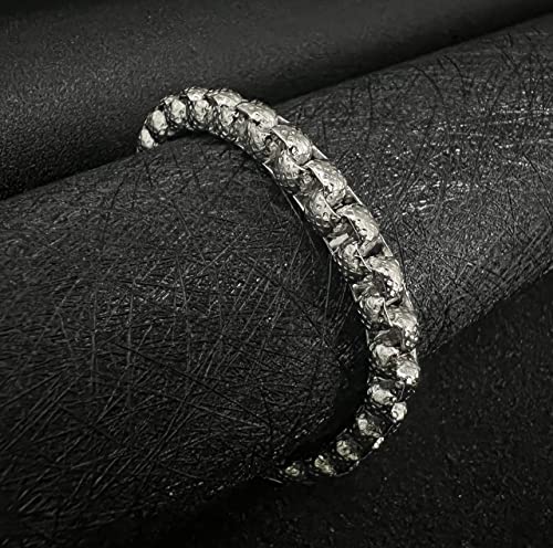 Image of THE MEN THING 7mm Pure Stainless Steel Bracelet European trending Style, Domineering Striped Bracelet for Men & Boy (7-9inch)
