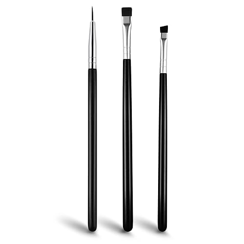 Miniatura 1 de WLLHYF Juego de 3 brochas delineadoras de ojos en ángulo fino, juego de brochas de maquillaje de cejas de precisión, pinceles ultrafinos inclinados