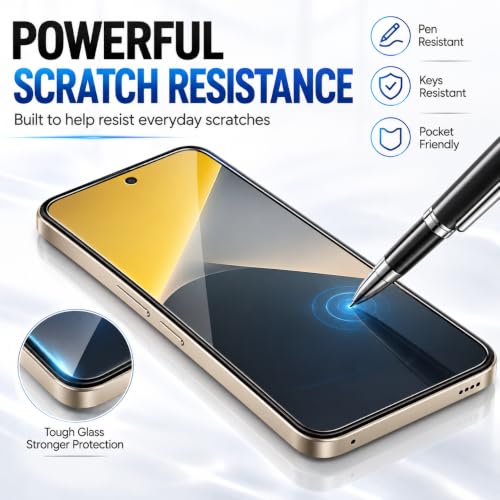 Image of ArmourPro Military-Grade Tempered Glass for Poco X8-9H Anti Scratch, Edge-to-Edge Coverage, HD Clarity, Smooth Touch, Case Friendly, Easy Installation Kit with Cable Protector