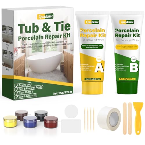 Porcelain Repair Kit, Quadence Bathtub & Tile Repair Kit White,