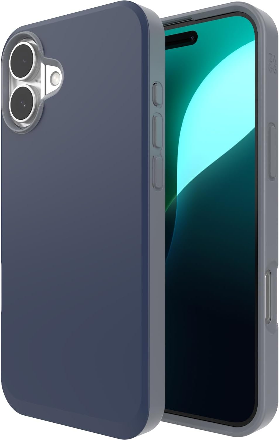 ZAGG SoHo Snap Case for iPhone 16 Plus - MagSafe Compatible, 10ft Drop Protection, Graphene-Infused, Wireless Charging, Eco-Friendly, Two-Tone Design, Navy Blue Gray