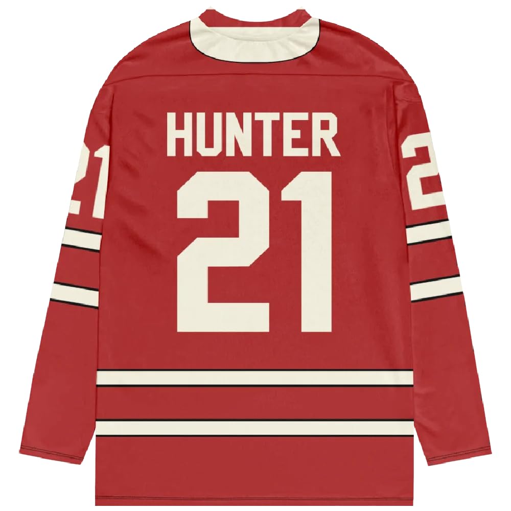 Heated Rivalry Merch Scott Hunter 21 Hockey Red Jersey - Maglia unisex a maniche lunghe con scollo a V per fan della serie TV