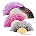 olyee 4 Stück Faltfächer Handfächer Fächer mit Quaste,Fächer Hochzeit,Ausgehöhlten Hand Halten Fans für Wanddekoration, Geschenke, Party, Fotografie Dekoration