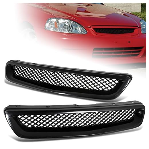 HYPERSPEED ABS Black Mesh Front Hood Upper Bumper Grille Grill Fit for 1996 1997 1998 Honda Civic CX DX EX EX-R EX GX HX LX Si 4DR 2DR, Car Mods Exterior Accessories Replace Parts Assembly (Type-R)