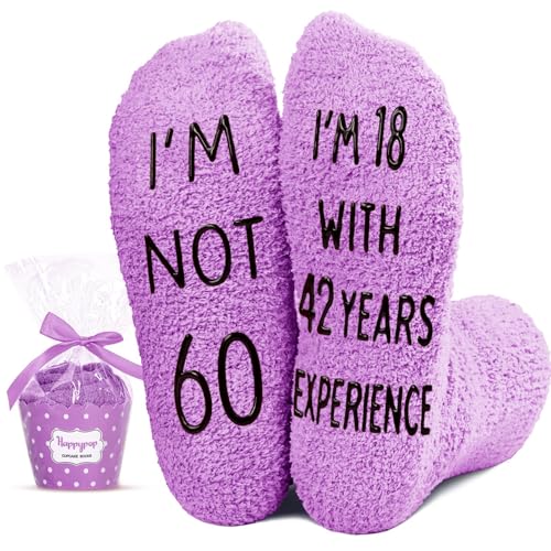 HAPPYPOP Birthday Gift Ideas for Women - Funny Birthday Gifts for Her in 50s, Non-skid Socks for Seniors