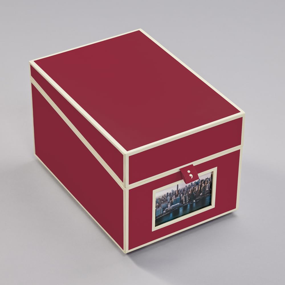 Semikolon 352544 Boîte à CD et photos - 17,7 x 15,7 x 25,6 cm - pour photos 10 x 15 cm - Couverture bordeaux rouge foncé