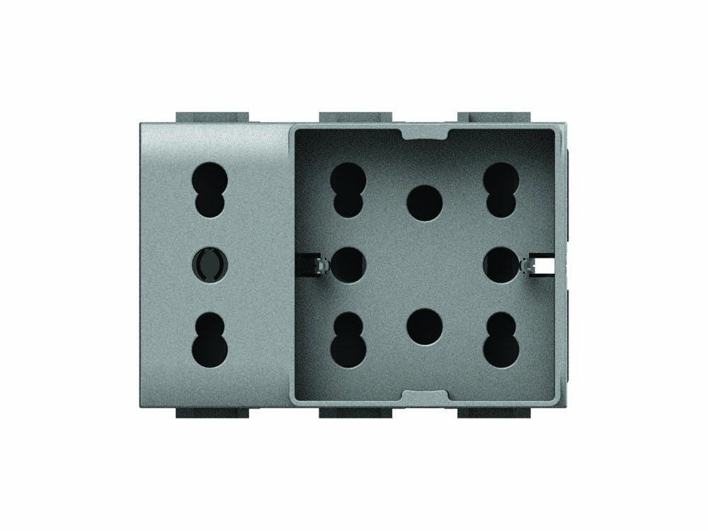 4Box Side Unika XL Steckdose – Kompatibel Mit Bticino Livinglight, 3 Module, Mit Schuko & Bypass