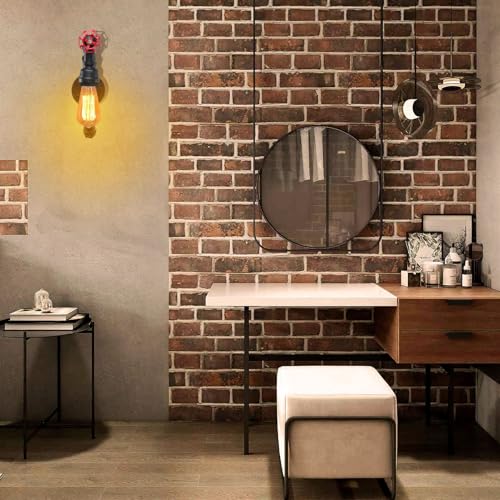Image of XEYOU Retro Wall lamp Vintage Industrial Steampunk Wall Sconce with Switch Metal Water Pipe Wall Mounted Light Fixture E26 Edison Bulb for Cafe Bar Restaurant Bedroom Livingroom