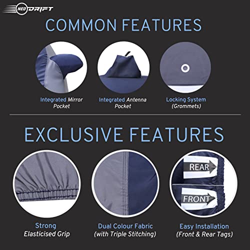 Image of NEODRIFT 'SuperTech' Car Cover for Maruti Suzuki Ertiga 2026 (All Weather Protection, 100% Water-Resistant, Tailored Fit, Multi-Layered & Breathable Fabric) (Colour: Blue+L.Grey)