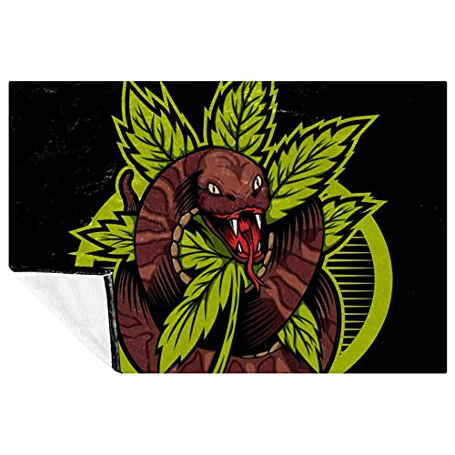 Couverture douce de qualité supérieure imprimé serpent de cannabis - 2