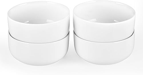 Miniatura 18 de Platos Hondos de Cerámica para Sopa, Paquete de 4 Platos Blancos para Cena de Halloween, Borde Ancho de Porcelana, Platos Hondos de 8.5 Pulgadas