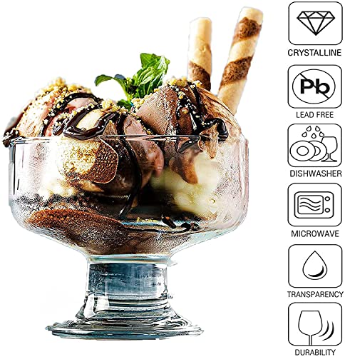 Image of MARTVIA 300ML Ice Cream Glasses Cups Dishes for Desserts, Milkshake,Fruit and Pudding Glass Serving Bowls, Perfect for Home, Restaurants and Parties Dishwasher Safe (Crystal Cups - A, Set of 6)