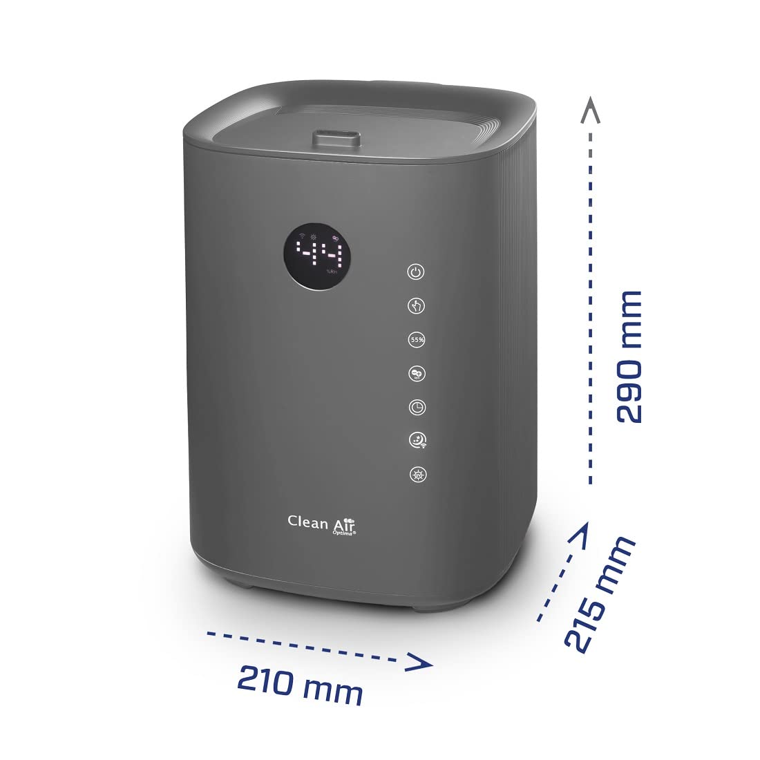 Luftbefeuchter mit UVC-Sterilisation, Ionisator und Aromatherapie! - Clean Air Optima CA-605 Smart Top Filling - Befeuchtungsleistung max. 480 ml/h - Geeignet für Räume bis 65m²/160 m³ (Titan)