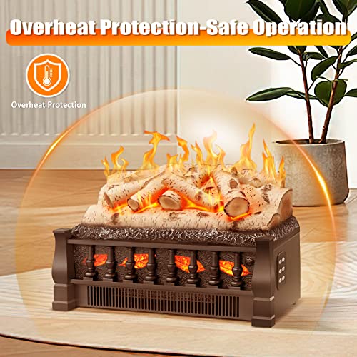 Image of Antarctic Star 21 Inch Electric Fireplace Log Heater Remote Control Realistic Flame Effect Ember Bed, Leaves Pattern, Overheated Protection, Adjustable Brightness&Speed, Indoor Use（750W /1500W）