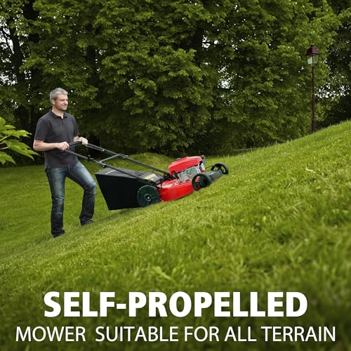 Image of PowerSmart 21 inch Self-Propelled Gas Lawn Mower | 170cc OHV Engine | Rear-Wheel Drive for Slopes | 3-in-1 Bag, Mulch & Discharge | 6 Cutting Heights | Durable Steel Deck| Rear-Wheel Drive | Medium Yard