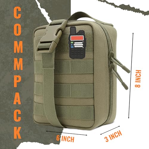 Ham Radio Go Bag in Green Color with Tear-Away Hook and Loop Back - Molle Compatible, Multi-Pocket Design for Radios, Cables, and Gear. Radio Bug Out Bag works as a Survival Radio Kit - Image 3