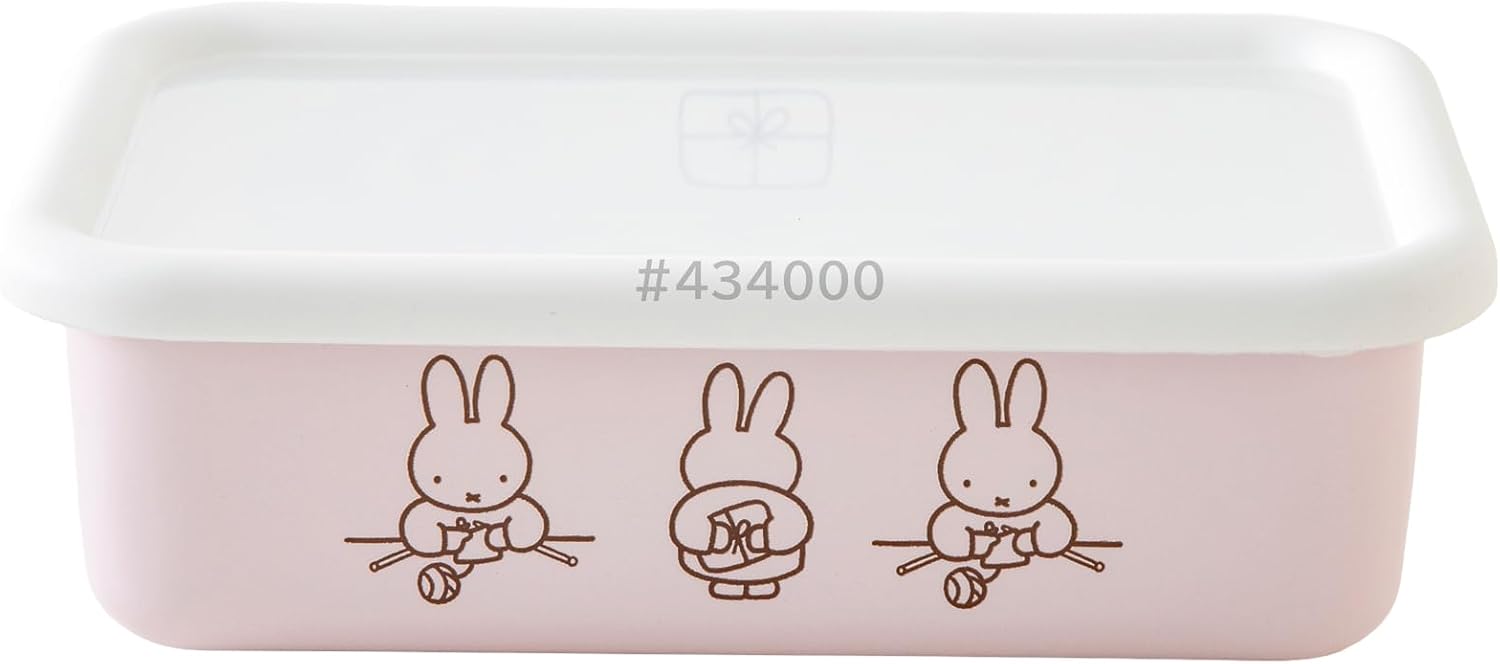 富士ホーロー(Fuji Horo) Miffy Pastel Shallow Square Container, Pink